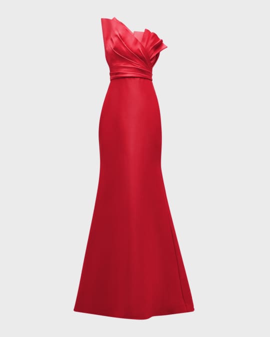 badgley mischka evening dress Badgley Mischka Women's Stretch-Crepe Cape-Sleeve Midi-Dress - Navy