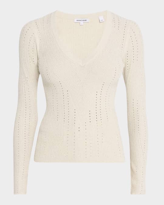 Callie Metallic Knit V-Neck Sweater