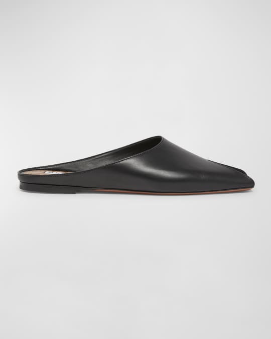 ALAIA Leather Peep-Toe Ballerina Mules | Neiman Marcus