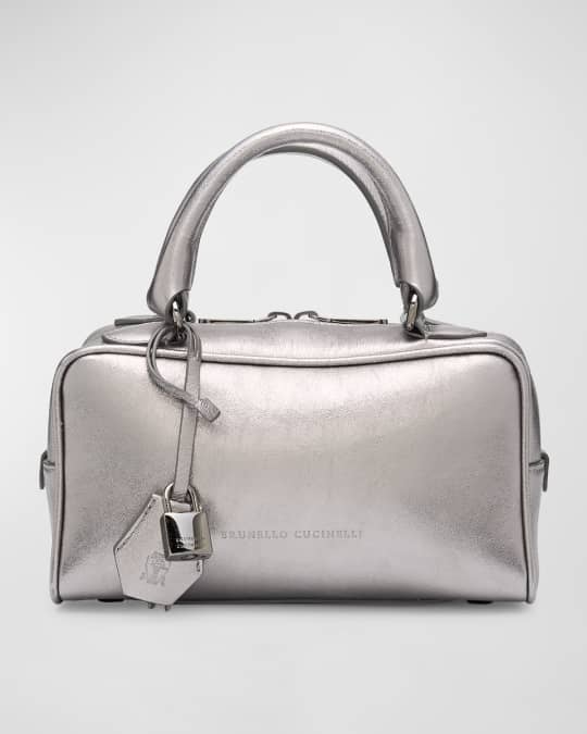 【BRUNELLO CUCINELLI】LEATHER HANDBAG Brunello Cucinelli Mini Metallic Leather Boston Bag | Neiman