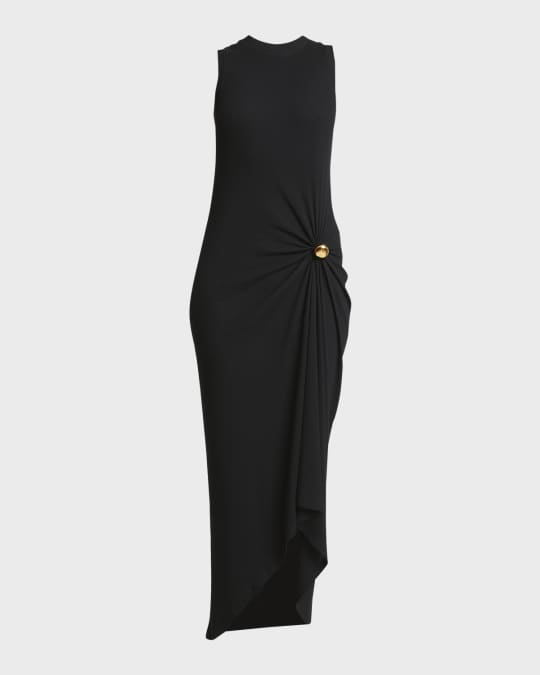 ワンピース Loewe draped dress Loewe Draped Button Midi Dress | Neiman Marcus