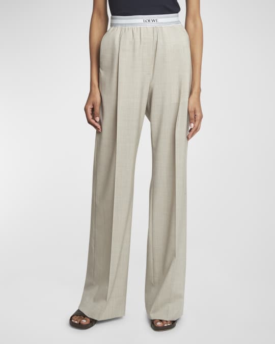 24SS new/LOEWE ロゴウールパラッツォパンツ Pants Beige 24SS new/LOEWE ロゴウールパラッツォパンツ Pants Beige ボトムス