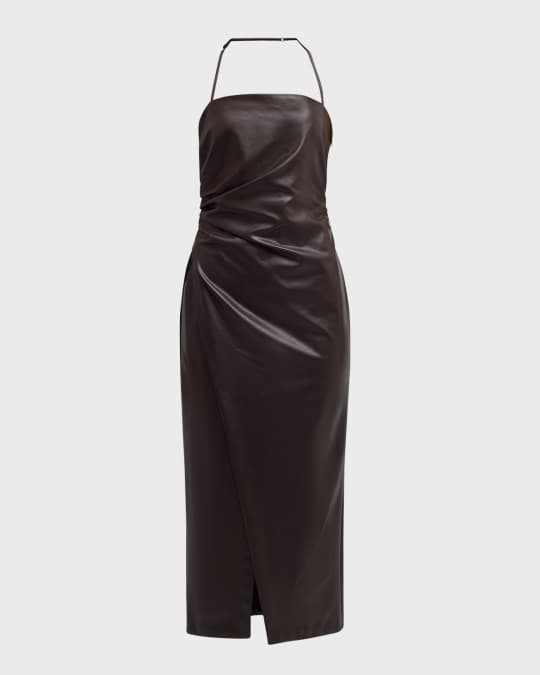 halter top dress plus size Hit Different Faux Leather Mini Dress Black main image 1
