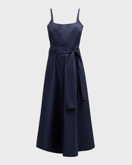 Belted Cotton Midi Dress