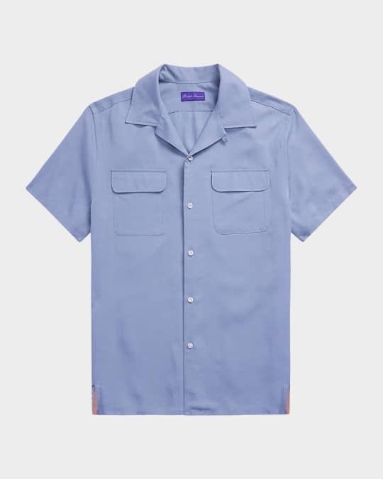 Ralph Lauren Purple Label Men's Twill Camp Shirt | Neiman Marcus