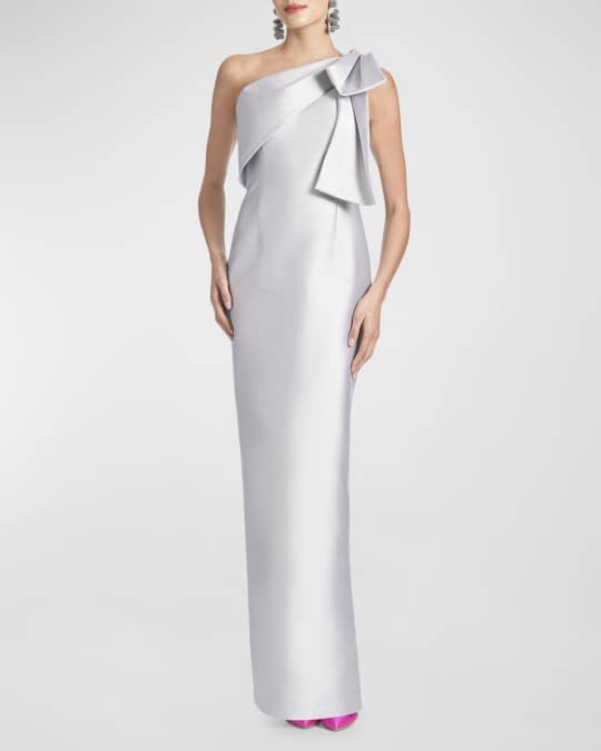 Bonnie One-Shoulder Bow Column Gown