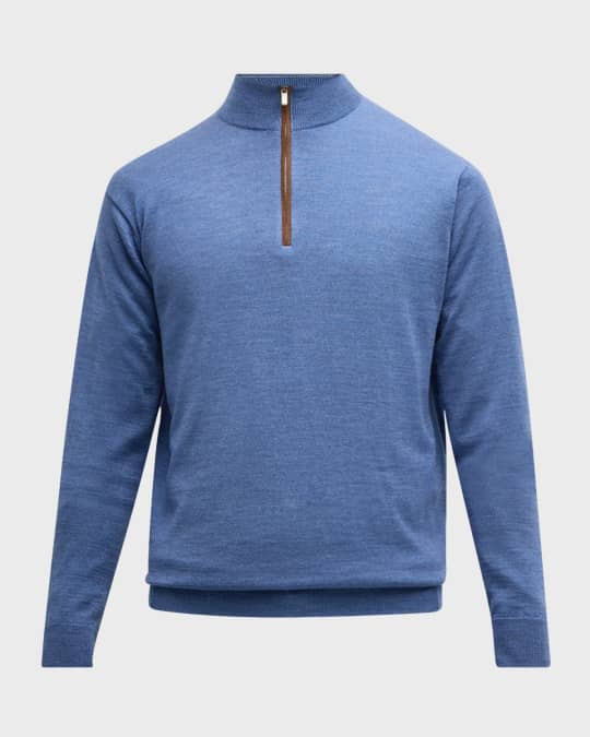 Men's Autumn Crest Suede-Trim Quarter-Zip Sweater