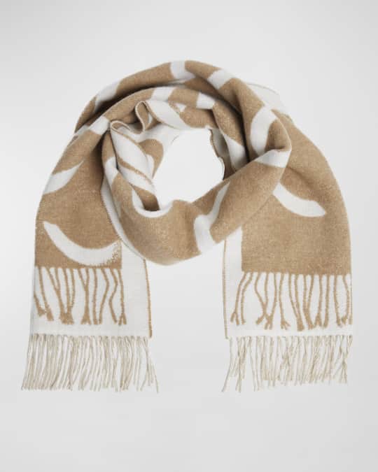 Loewe Anagram Scarf Print Wool & Cashmere Scarf | Neiman Marcus