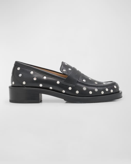Palmer Studded Leather Penny Loafers
