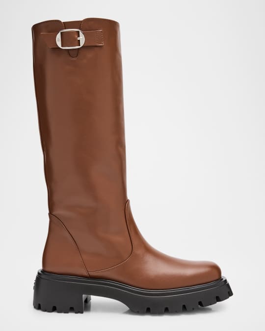 Stuart Weitzman Emerson Leather Buckle Biker Boots | Neiman