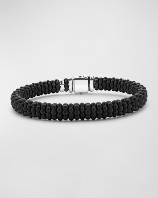 Men's Sterling Silver and 18K Gold Ceramic Caviar Bracelet, 9mm, Size 7