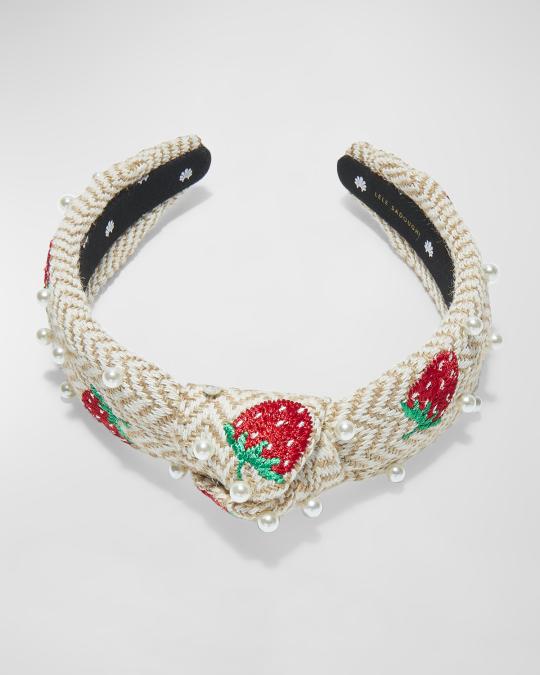 Lele Sadoughi Pearly Strawberry Knotted Headband | Neiman Marcus display picture 1