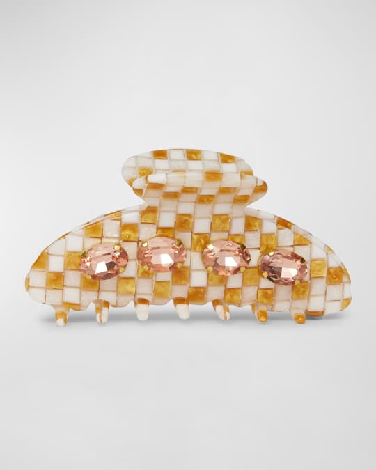 Crystal Checkered Acetate Claw Clip 