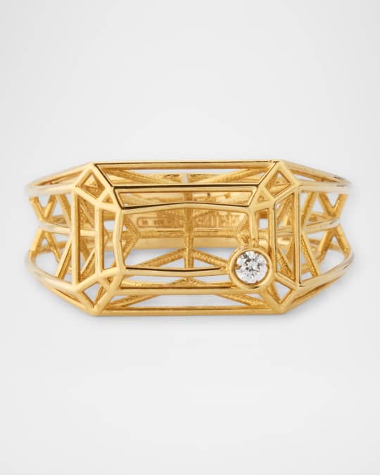 Peruffo 18K Yellow Gold Ink Even Statement Ring | Neiman Marcus