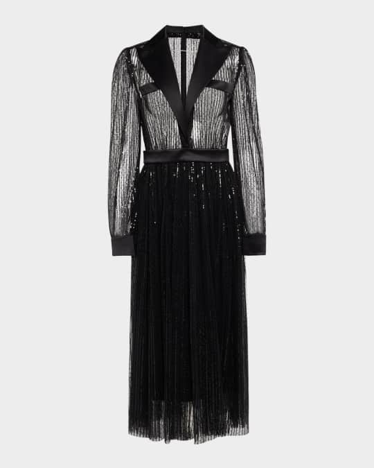 Sheer Sequined Midi Dress