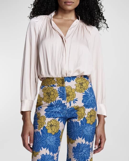 Gathered 3/4-Sleeve Blouse
