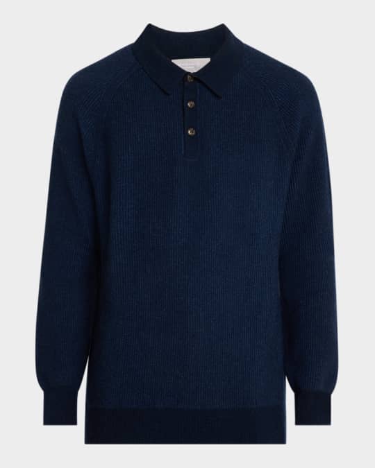 Men's Cashmere Rib Polo Sweater 
