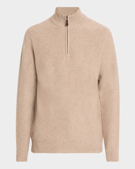 Men's Marled Cashmere Quarter-Zip Sweater