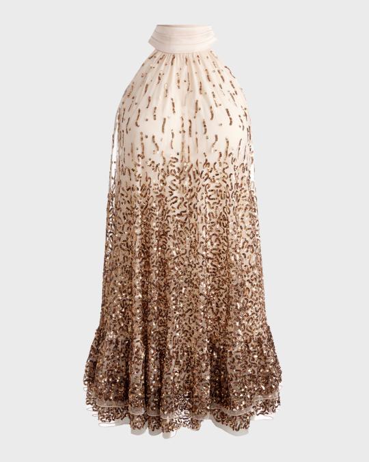 green emerald velvet dress Alice + Olivia Contessa Embellished Mini Dress in Gold, Size 6 main image 0