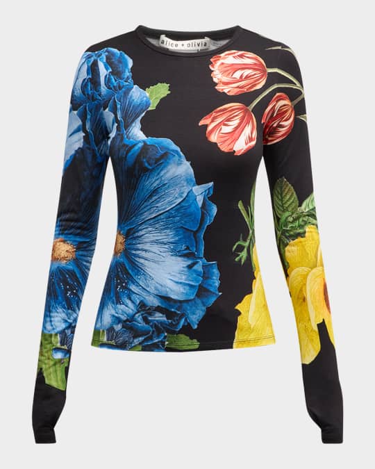 Alice Olivia Le Parisien Delaina Long-Sleeve Top Neiman Marcus