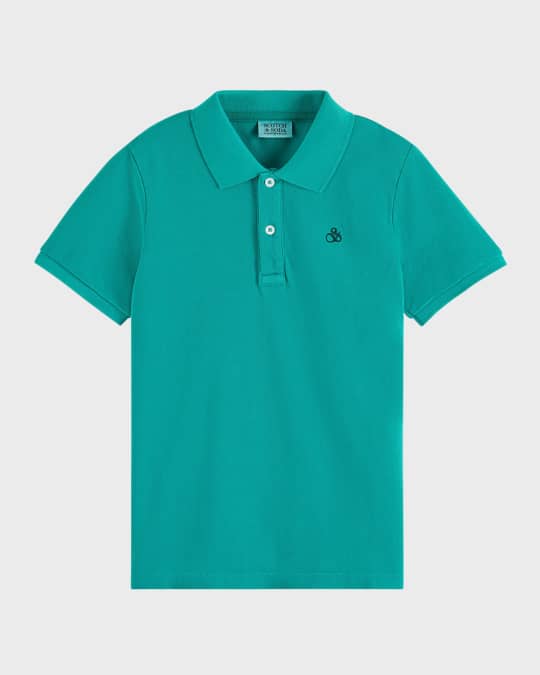 Boy's Logo Embroidered Pique Polo Shirt, Size 4-12