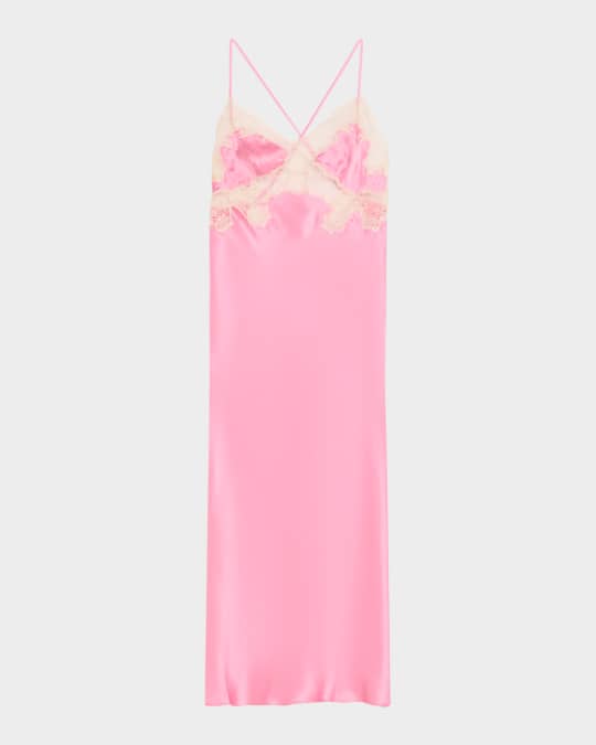 Lolita Lace-Trim Silk Charmeuse Nightgown