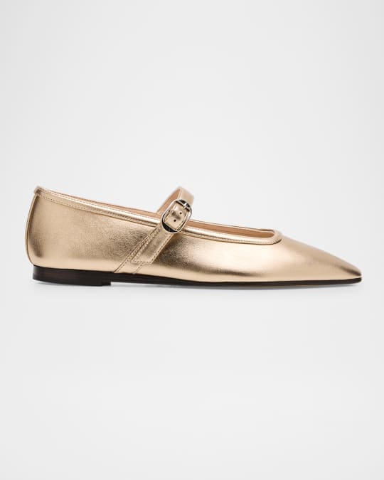 Leather Mary Jane Ballerina Flats