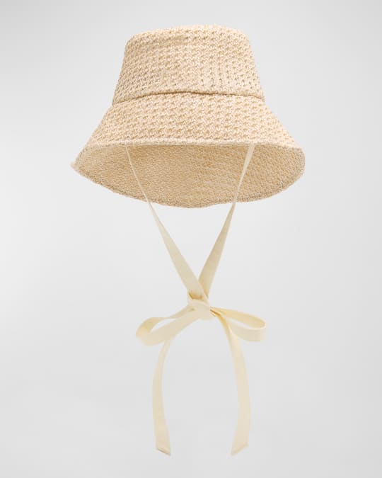 Ally Woven Packable Bucket Hat with Organza Straps