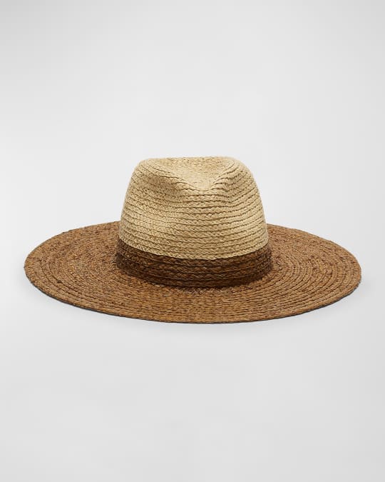Emmanuelle Two-Tone Raffia Fedora 
