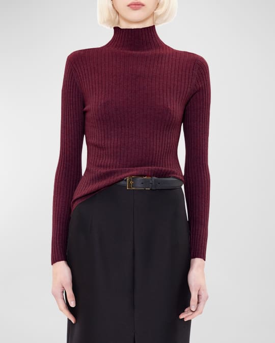 Ariana Cashmere Ribbed Turtleneck Sweater