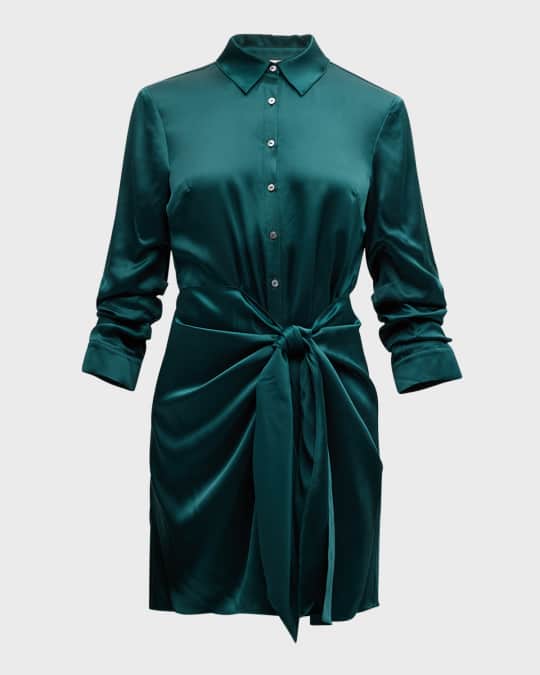 Jacey Tie-Waist Silk Mini Dress