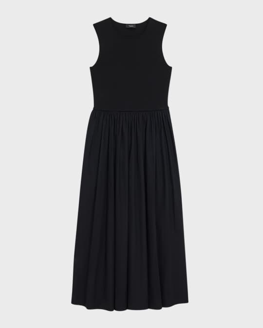 knee length dresses for ladies Sleeveless A-Line Fit & Flare Denim Midi Dress main image 0