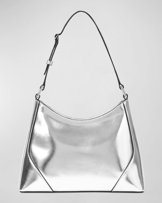 【関税込み】Linda Shoulder Bag - Staud - Leather - Silver Staud Silver Linda Bag Staud