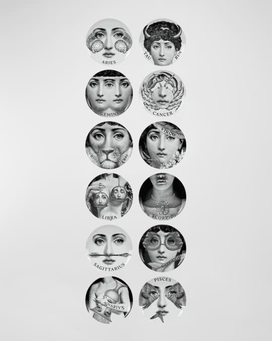 Fornasetti Tema e Variazioni Zodiac Sign Plates, Set of 12