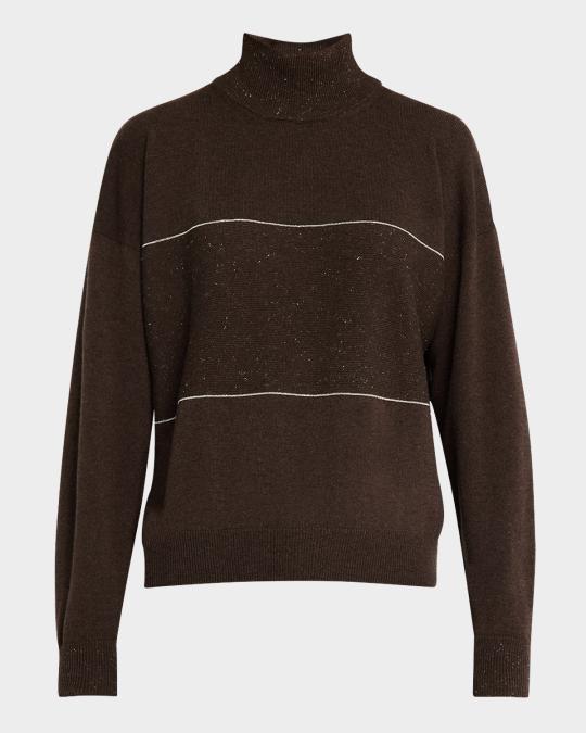 Peserico Mock-Neck Shimmer Knit Sweater | Neiman Marcus