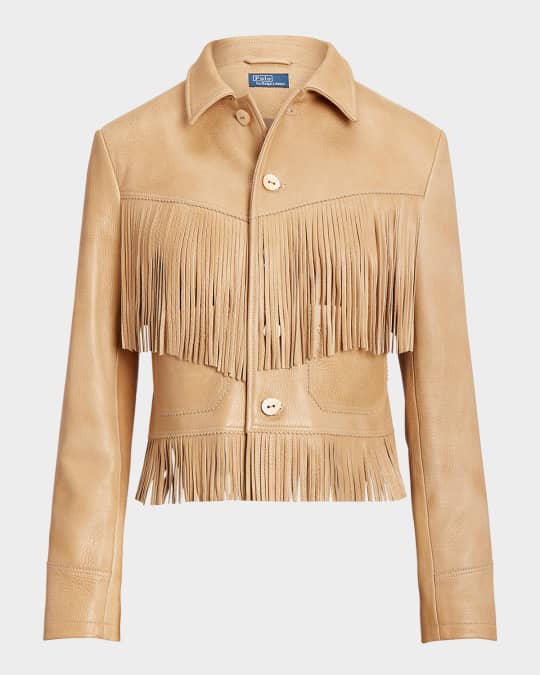 Polo Ralph Lauren Fringe Waxed Leather Jacket | Neiman Marcus