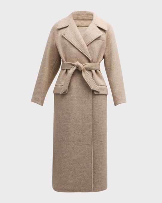 EMPORIO ARMANI Long Coat Sz.M Hooded Padded Real Fur Collar