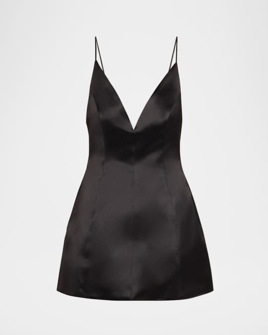 Giavanna Plunging Satin Mini Dress
