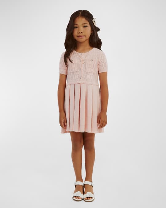 Girl s Pleated Knitted Mini Dress Size 4 14