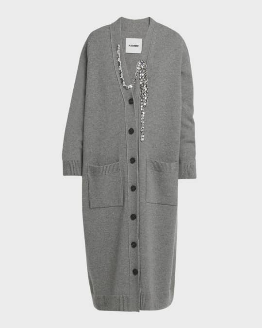 Jil Sander Chain-Detail Long Wool-Cashmere Cardigan | Neiman