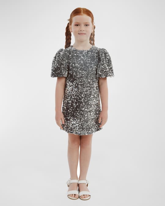 Girl's Giselle Sequin Velour Dress, Size 7-14
