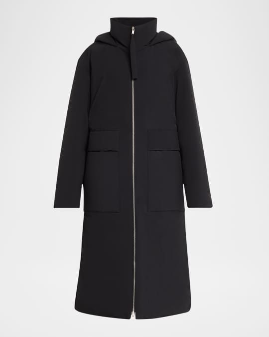 Jil Sander Full Length Zip Up Down Coat with Hood Neiman Marcus
