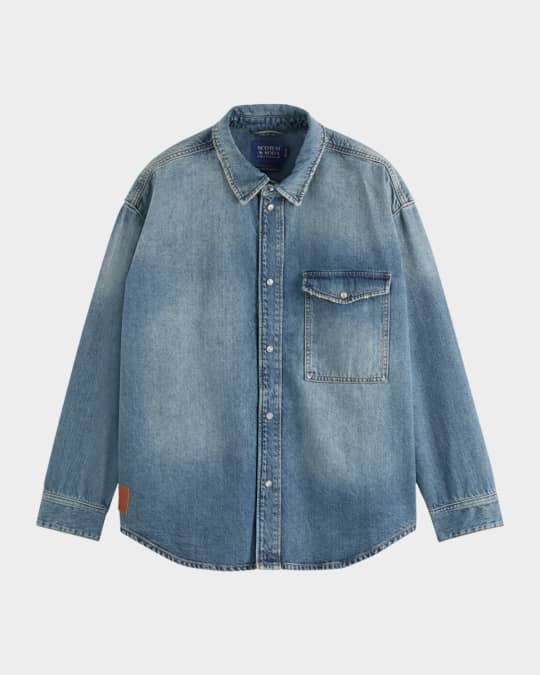 Men's Oversized Washed Denim Shirt