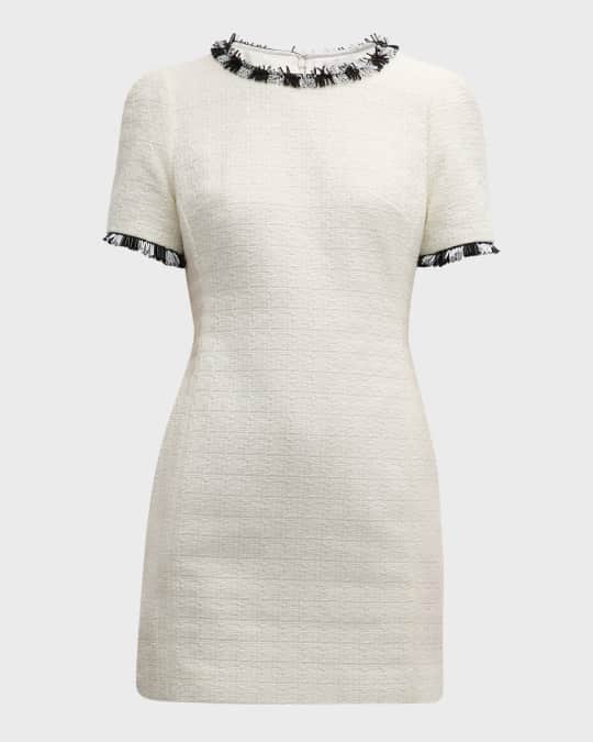 Milly Hyannis Beaded Fringe Tweed Mini Dress | Neiman Marcus