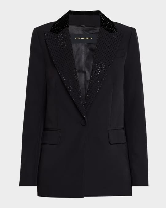 Kenny Single-Button Rhinestone Twill Jacket