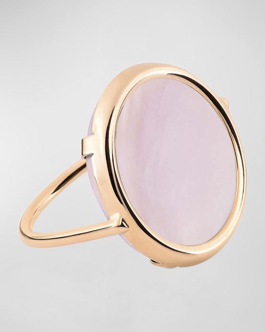 GINETTE NY Ever Pink Mother-of-Pearl Disc Ring in 18K Rose Gold ...