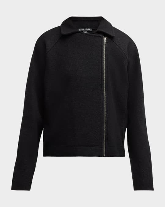 Zip-Front Boiled Wool Jacket