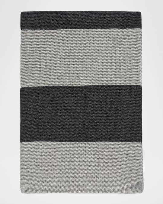 Striped Cotton and Recycled Cashmere Scarf