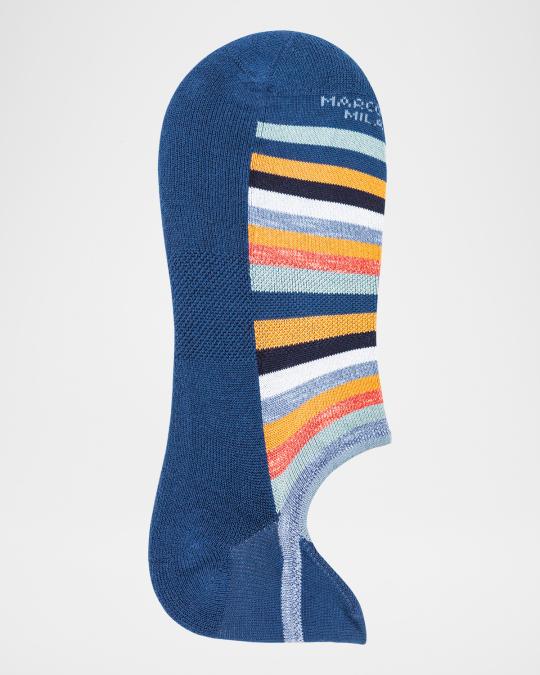 Marcoliani Men's Invisible Sneaker Stripe Pima Cotton No-Show Socks ...