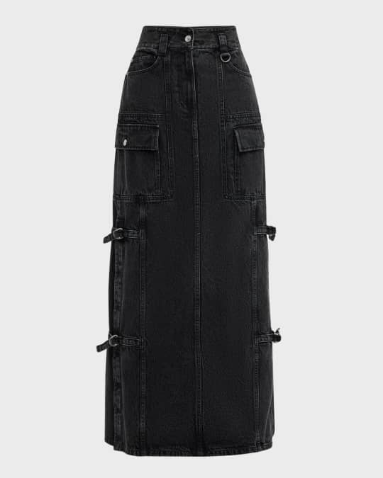 Denim Utility Maxi Skirt